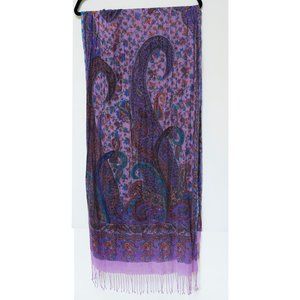 Stunning purple multicolor fringed scarf